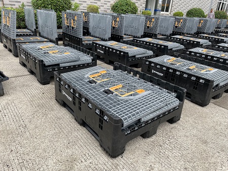 Großlagerbehälter mit Deckel, zusammenklappbare Kunststoffpalettenbox