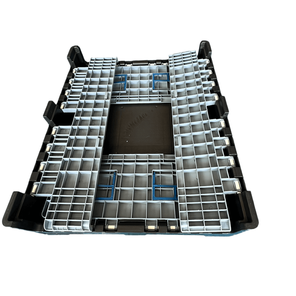 1200 x 1000 x 595 wiederverwendbare, zusammenklappbare Kunststoff-Palettenbox für Massenspeicher