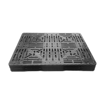 Schwarze, große, robuste, stapelbare Industrie-Kunststoffpaletten