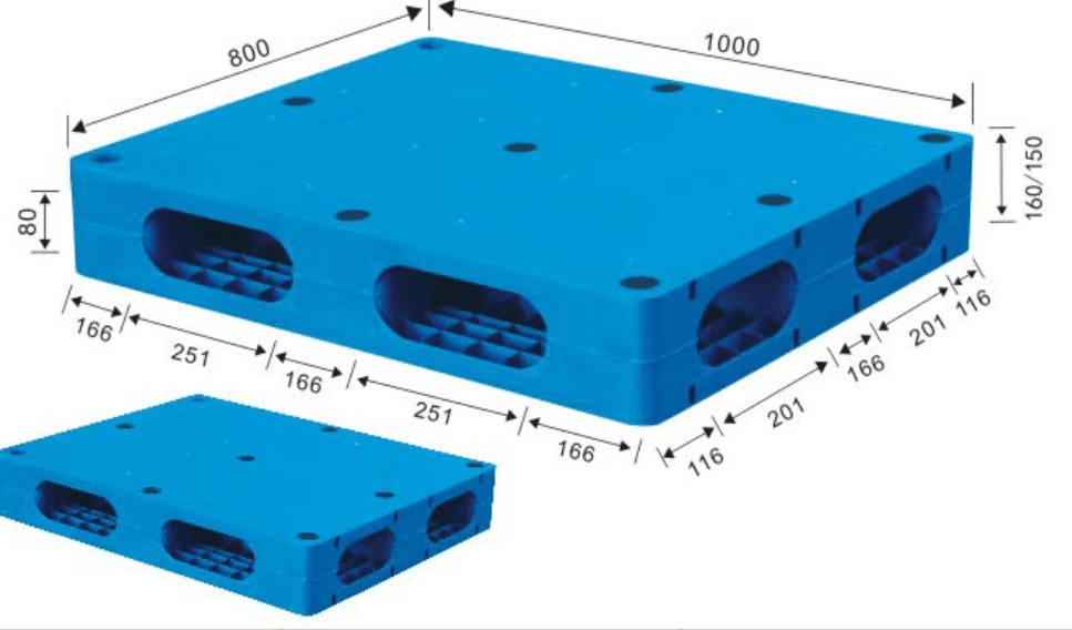 Geschlossene Kunststoffpaletten 1000 x 800 zur Lagerung