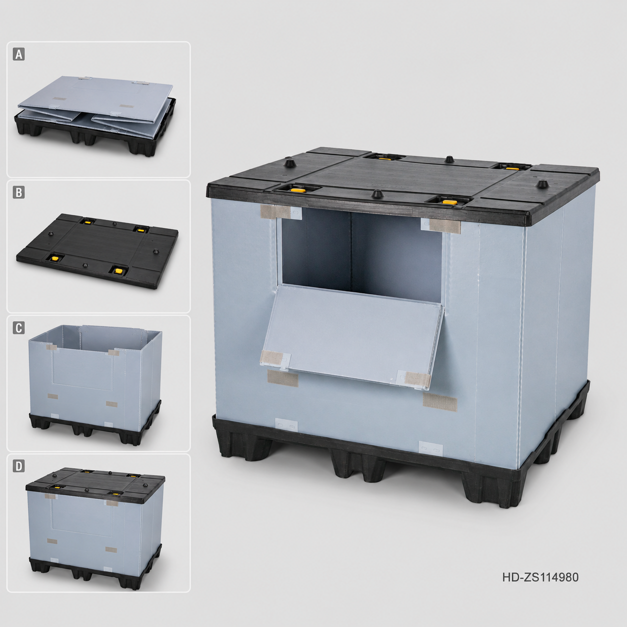 1140 x 980 Spritzgegossener Sleeve-Packbeh&auml;lter mit 3 L&auml;ufern