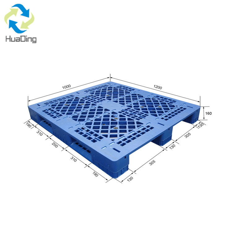1200 x 1000 Hartplastikpalette mit drei Kufen, einseitigem Gitterdeck