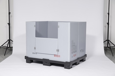 Zusammenklappbarer PP-Palettenbehälter aus massivem Kunststoff mit Zugangstür