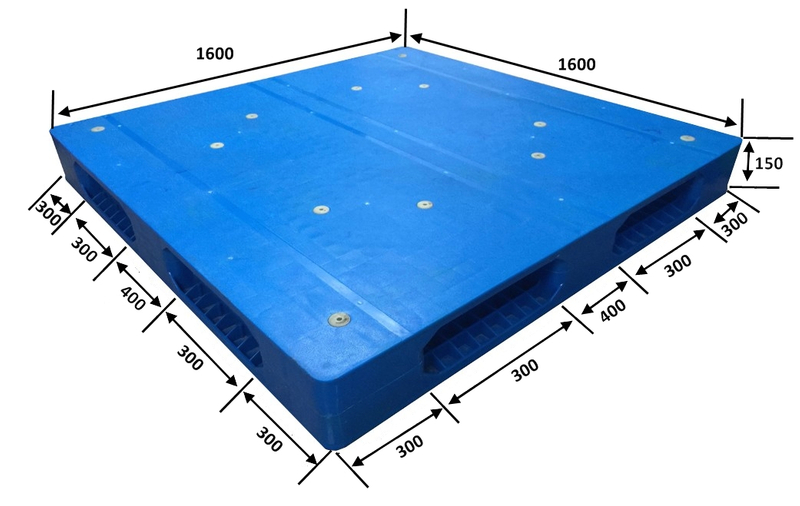 Große, robuste Polyethylen-Aufbewahrungspalette aus hygienischem, wendbarem Kunststoff