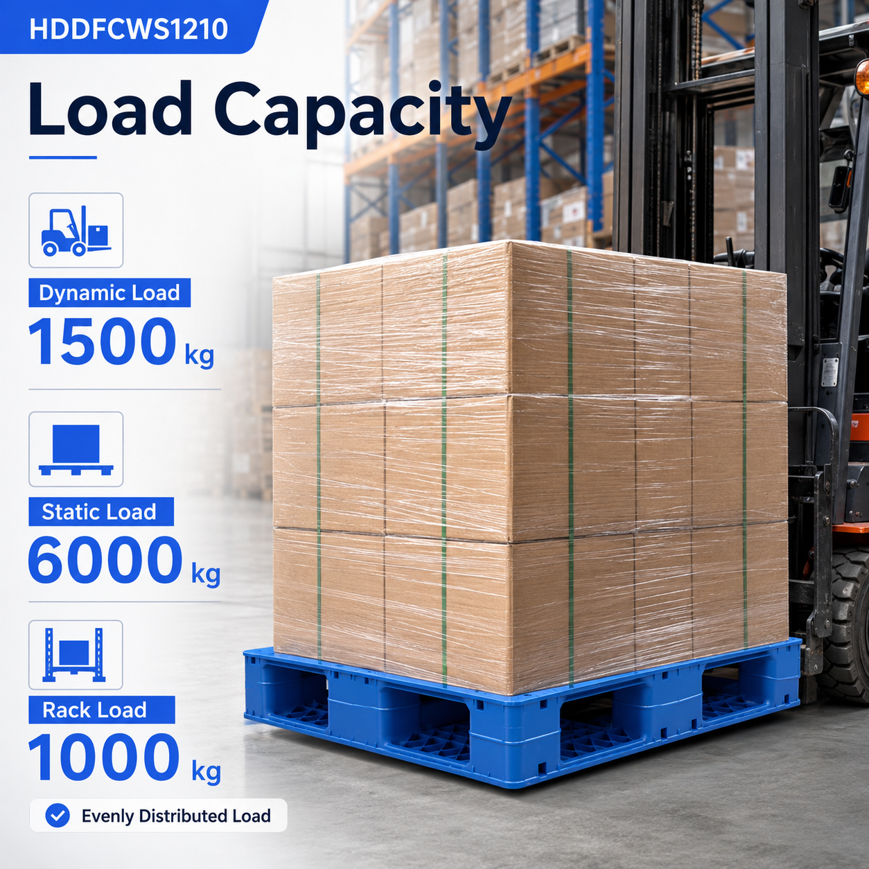 1200 x 1000 x 150 mm doppelseitige Kunststoffpalette mit fester Oberseite