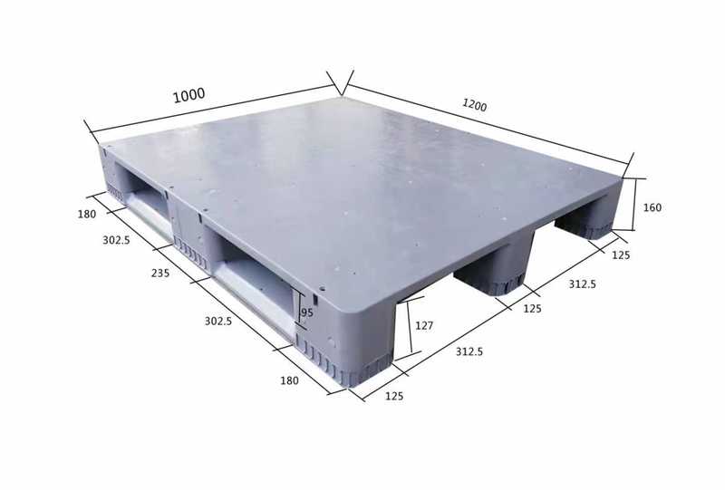 48 x 40 graue Industrie-Lagerpaletten aus stahlverstärktem Kunststoff