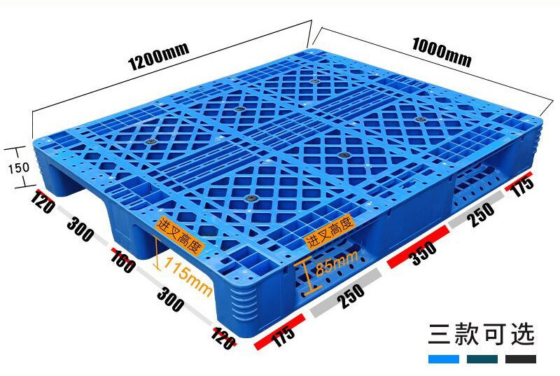 1200 x 1000 4-Wege-HDPE-Netz-Paletten mit Kunststoffkufen