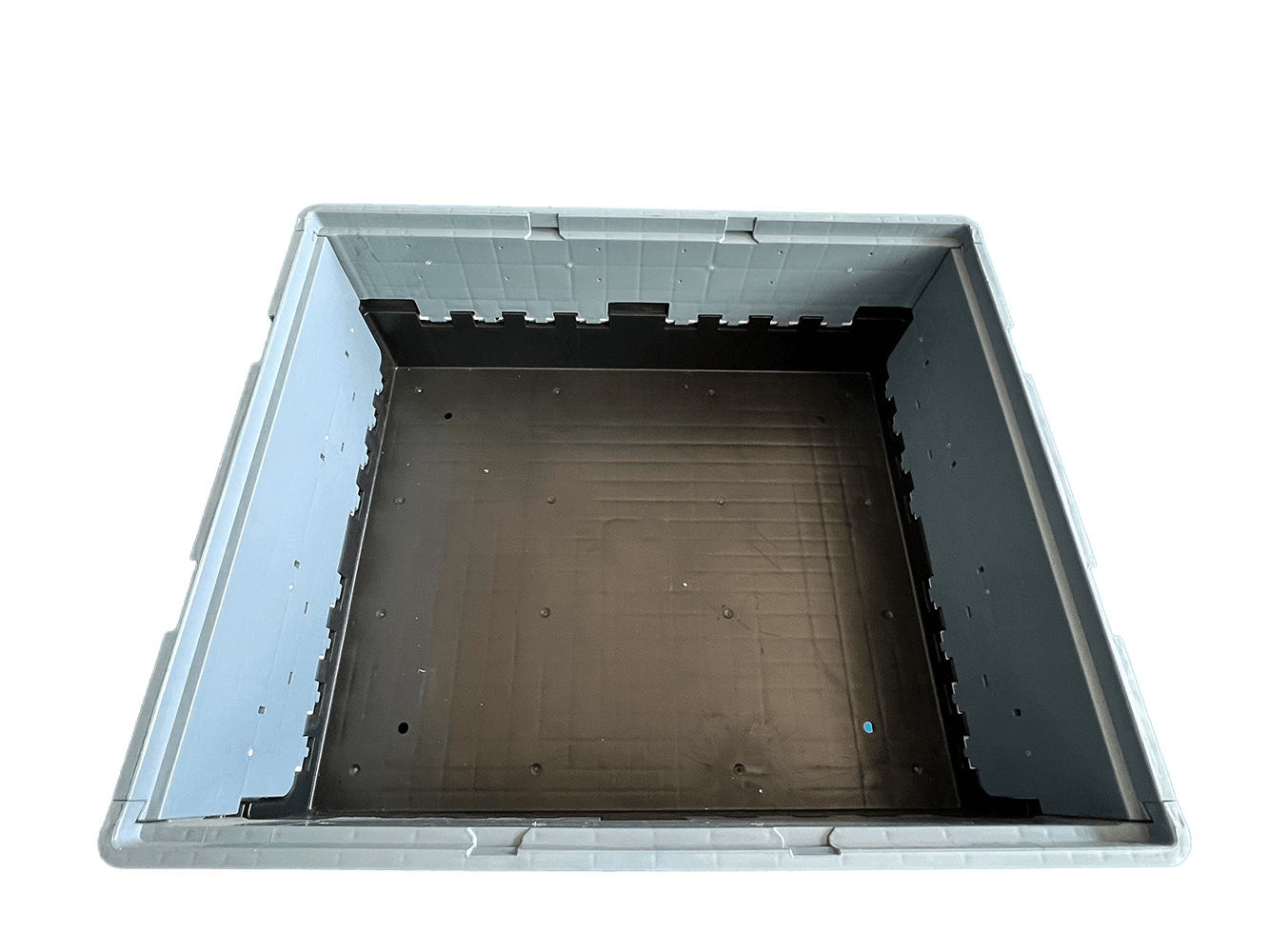 1200 x 1000 x 595 wiederverwendbare, zusammenklappbare Kunststoff-Palettenbox für Massenspeicher