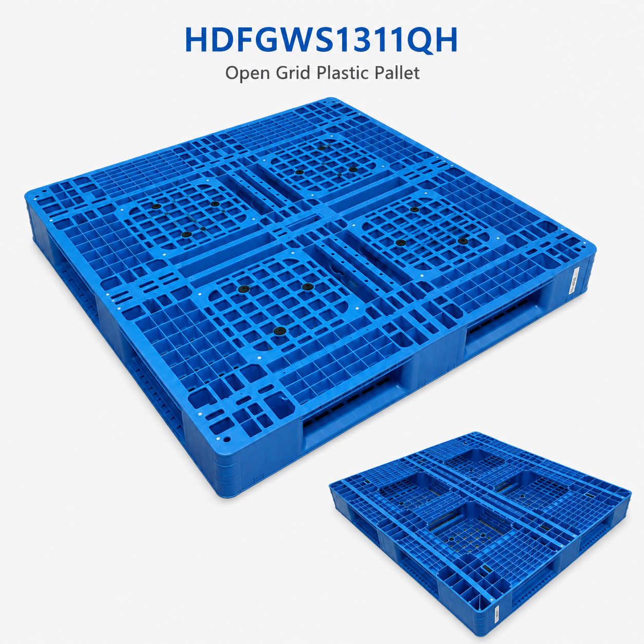 1200 x 1200 x 150 mm Kunststoffpalette mit offenem Deck und vollem Umfang