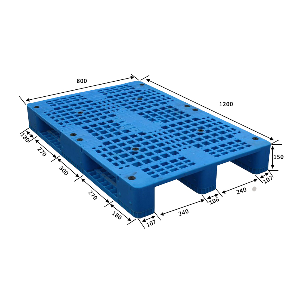 1200*800 Drei-Läufer-HDPE-Kunststoffpalette in Blau