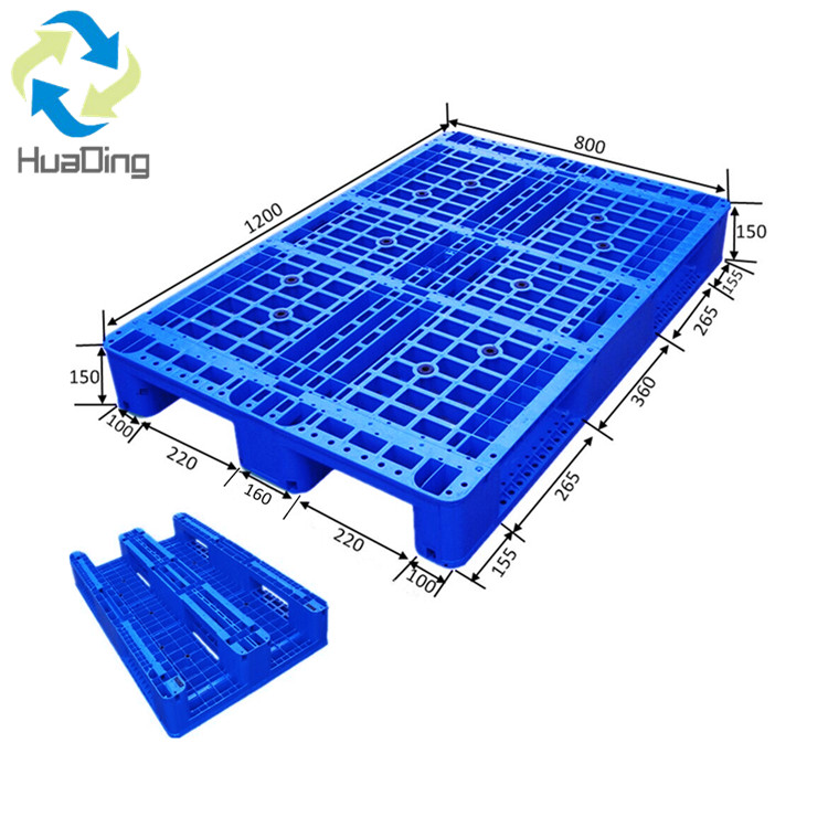 1200 x 1000, drei Kufen, geschlossene, regalf&auml;hige Kunststoffpalette 