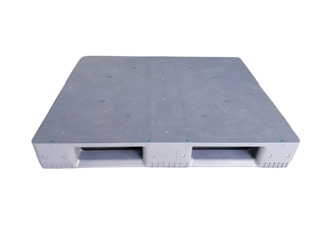 48 x 40 graue Industrie-Lagerpaletten aus stahlverstärktem Kunststoff