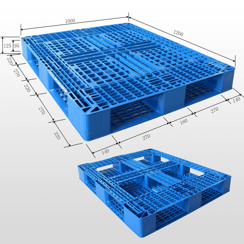 Stapelbare Leichtlast-Kunststoffpalette mit vollem Umfang, 1200 x 1000 x 125 mm