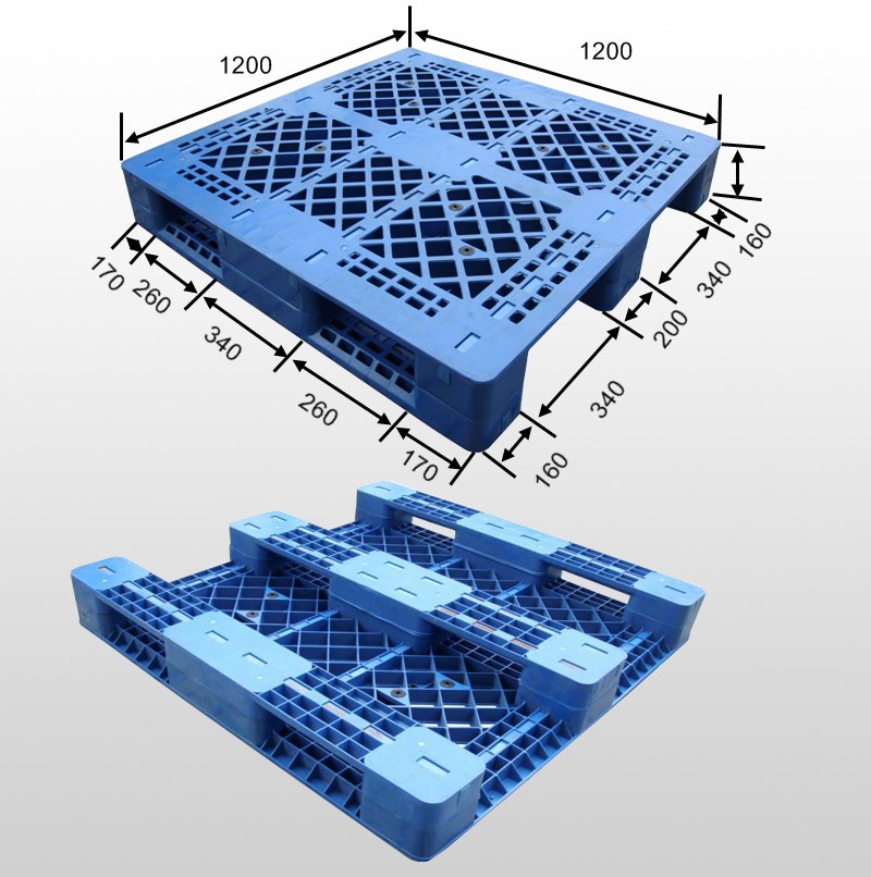 1200*1200 Drei-Läufer-Gitterdeck-HDPE-Kunststoffpalette 